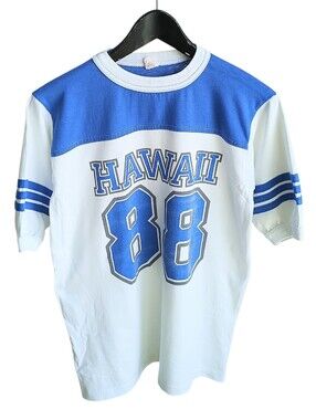 Vintage 80s Hawaii Football Jersey Tee Large Alore Single Stitch Made in USA